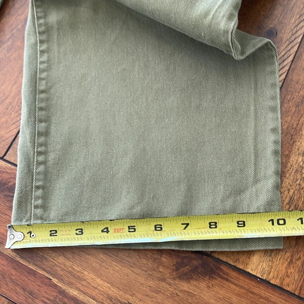 Who What Wear Olive cropped high rise Wide Leg Pants Sz 6 / GAP belt size M 34 - Picture 10 of 16
